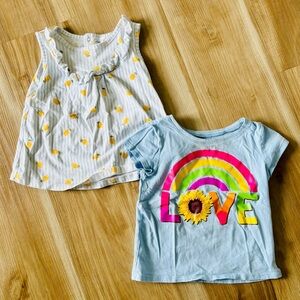 Kids' Rainbow and Sunflower Tops Set